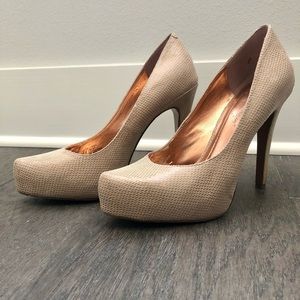 Nude BCBG with 3 in heels